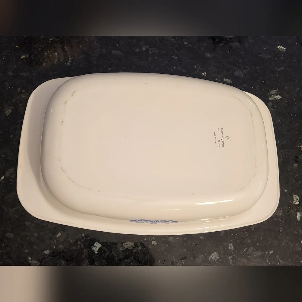 Corningware P-21 Roaster Blue Cornflower Roasting Pan & 9in Pie Pan